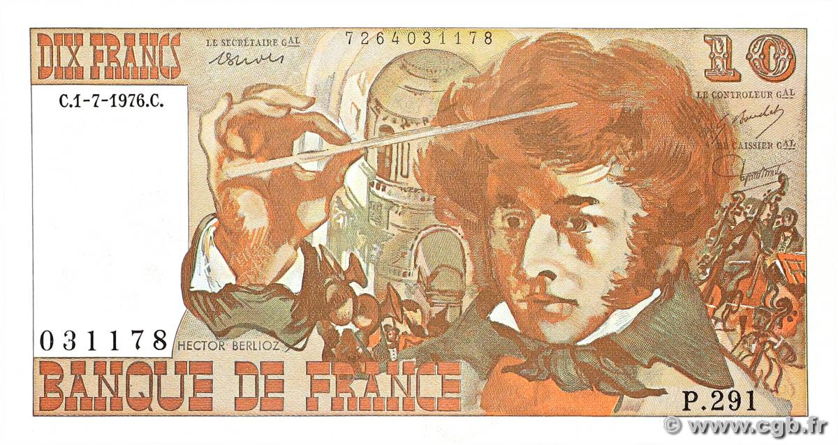 10 Francs BERLIOZ FRANCE  1976 F.63.19 UNC