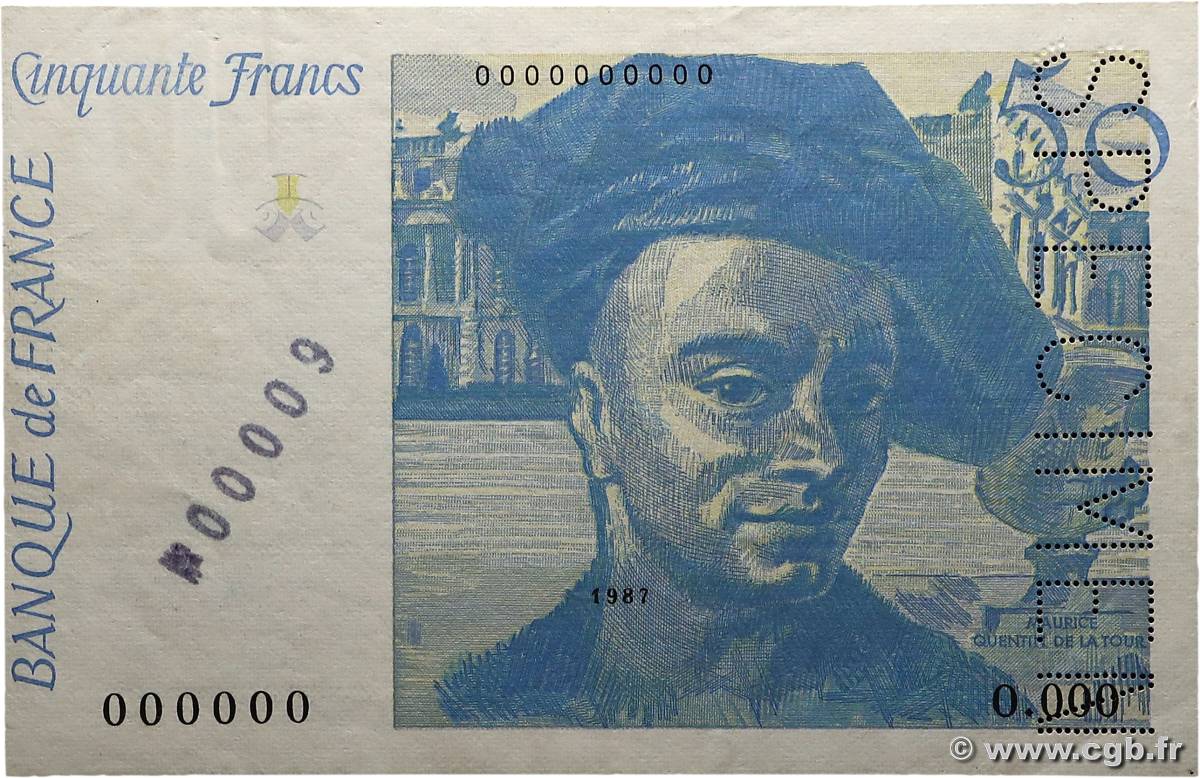 50 Francs QUENTIN DE LA TOUR Épreuve FRANCE  1987 NE.1987.01a SPL