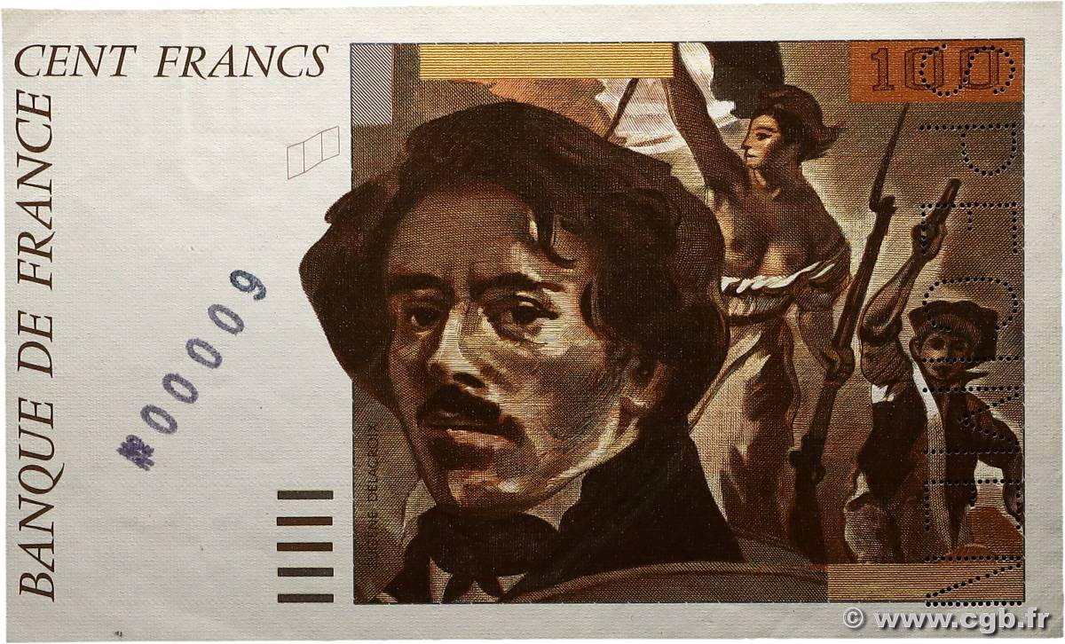 100 Francs DELACROIX Épreuve FRANCE  1987 NE.1987.02a SPL