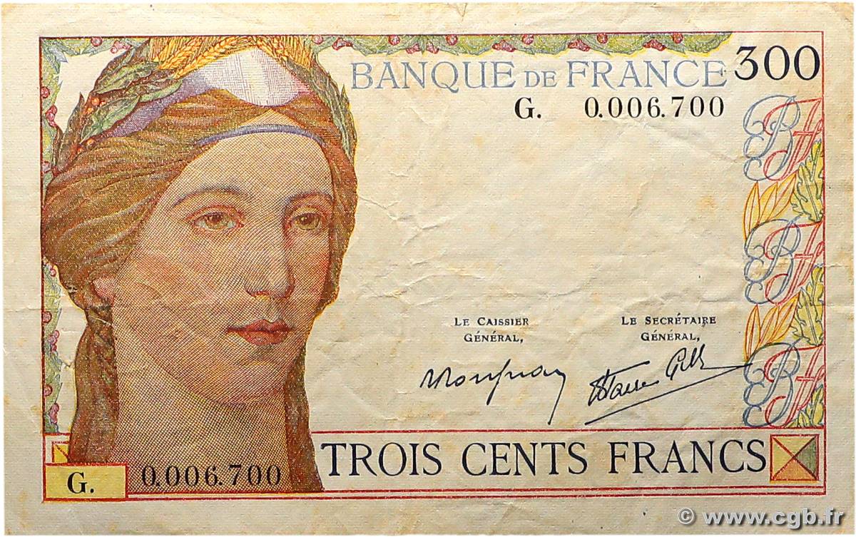 300 Francs FRANCE  1938 F.29.01 TTB
