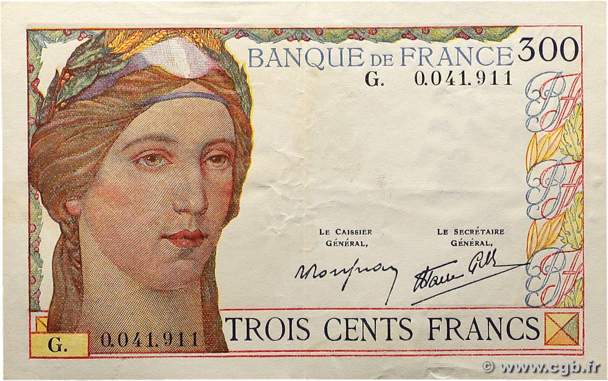 300 Francs FRANCE  1938 F.29.01 VF+