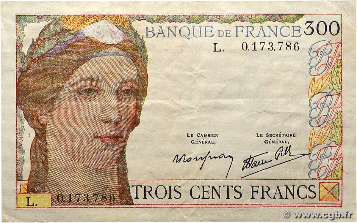 300 Francs FRANCE  1938 F.29.01b TTB+