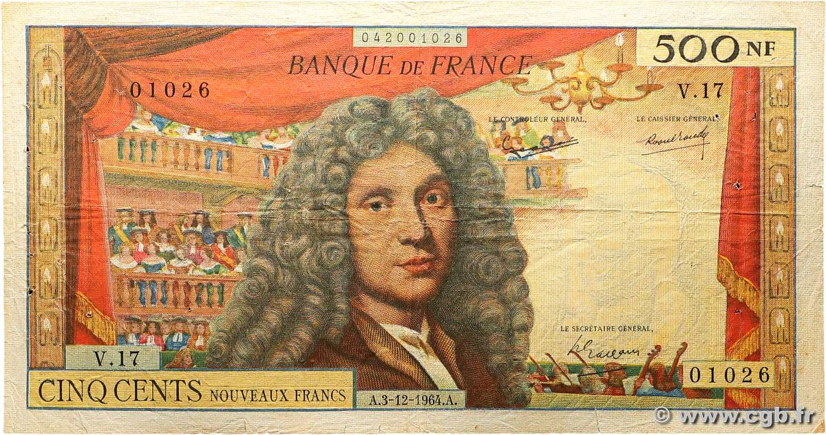 500 Nouveaux Francs MOLIÈRE FRANCIA  1964 F.60.07 RC+