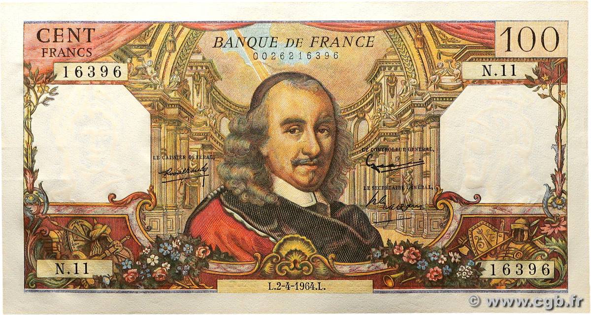 100 Francs CORNEILLE FRANCIA  1964 F.65.01 SC