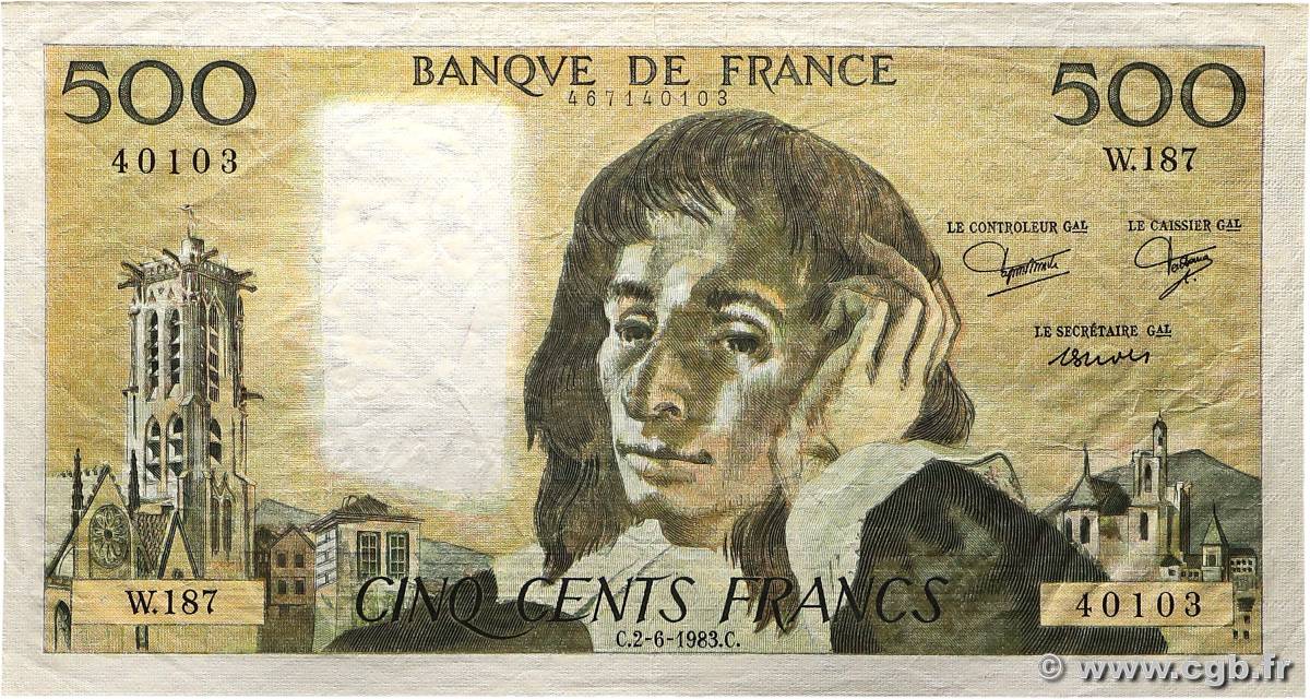 500 Francs PASCAL Fauté FRANCE  1983 F.71.29 TTB+