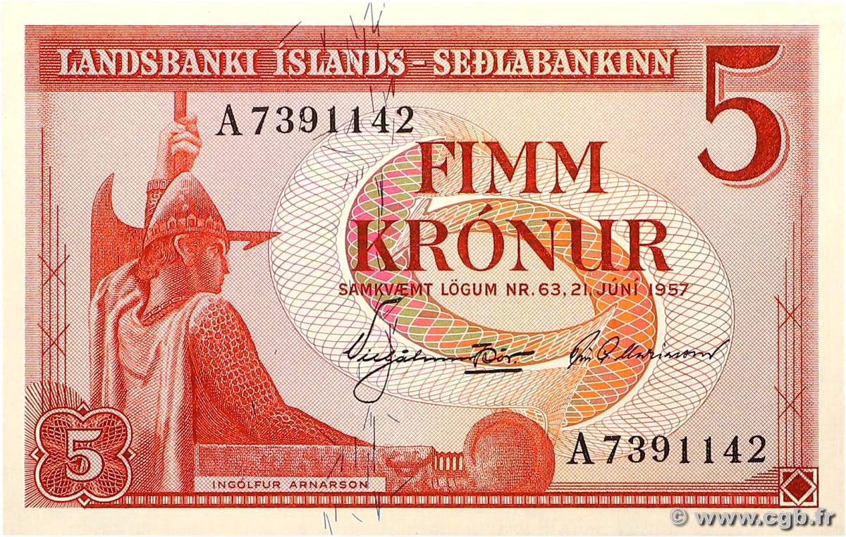 5 Kronur ISLANDE  1957 P.37b NEUF