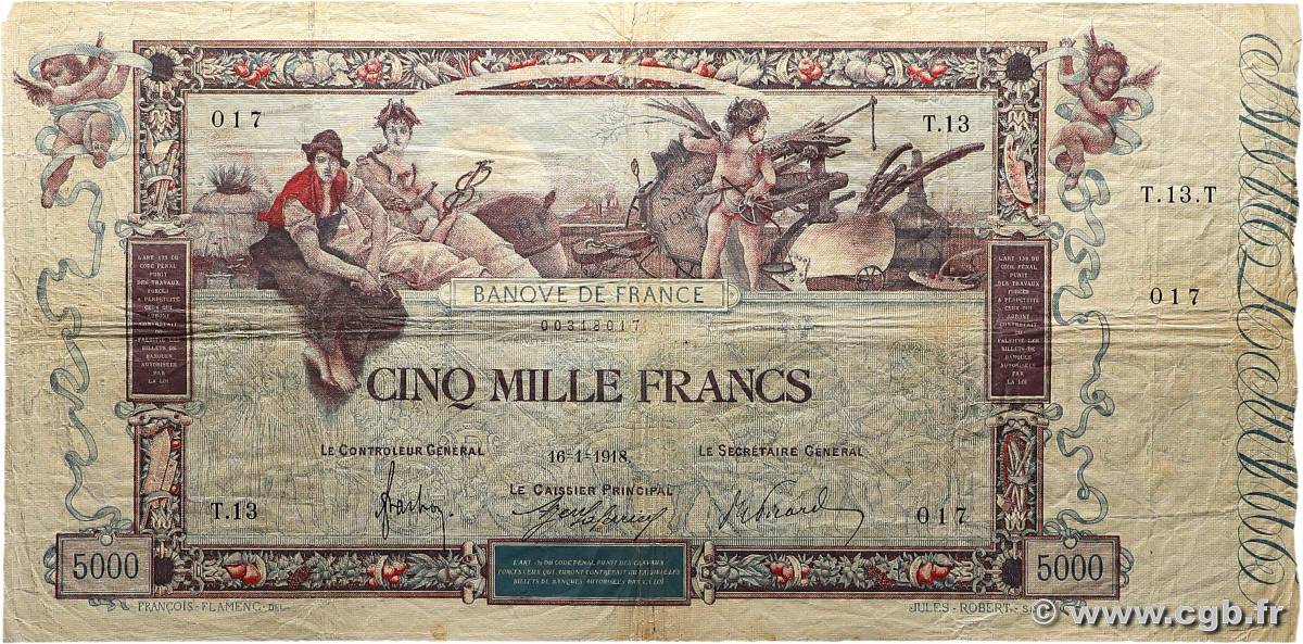 5000 Francs FLAMENG FRANCIA  1918 F.43.01 RC+