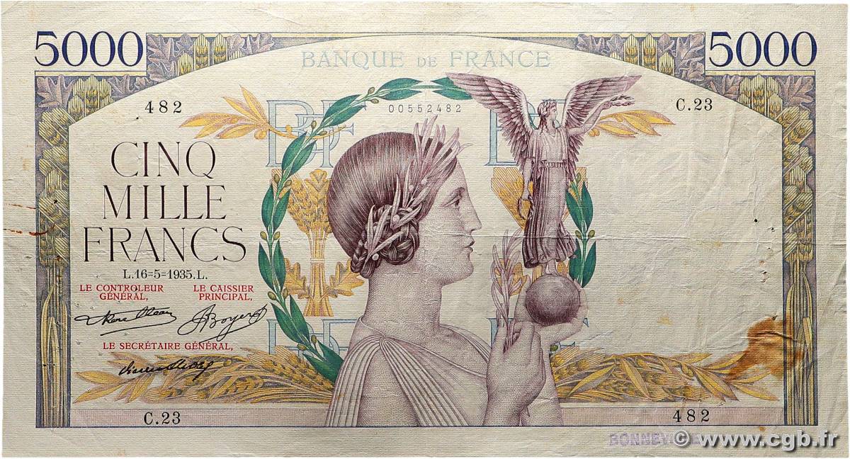 5000 Francs VICTOIRE FRANCE  1935 F.44.02 TTB