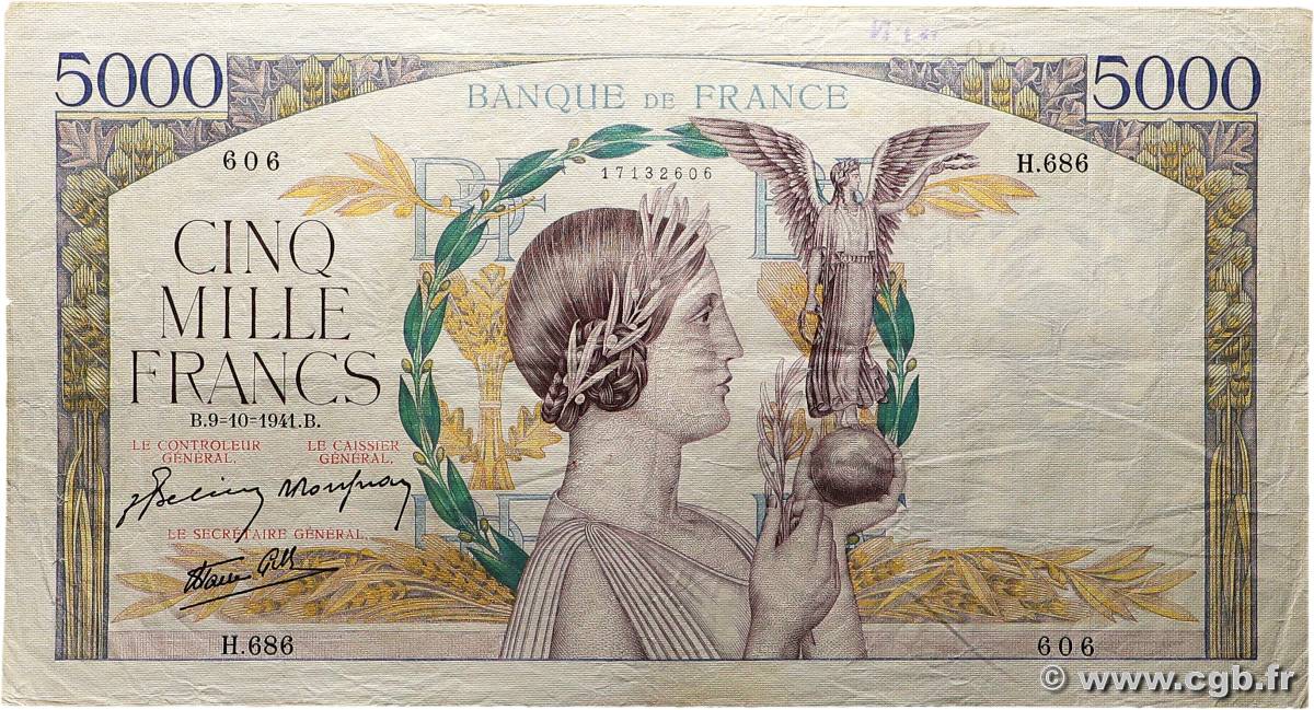 5000 Francs VICTOIRE Impression à plat FRANCE  1941 F.46.27 F+