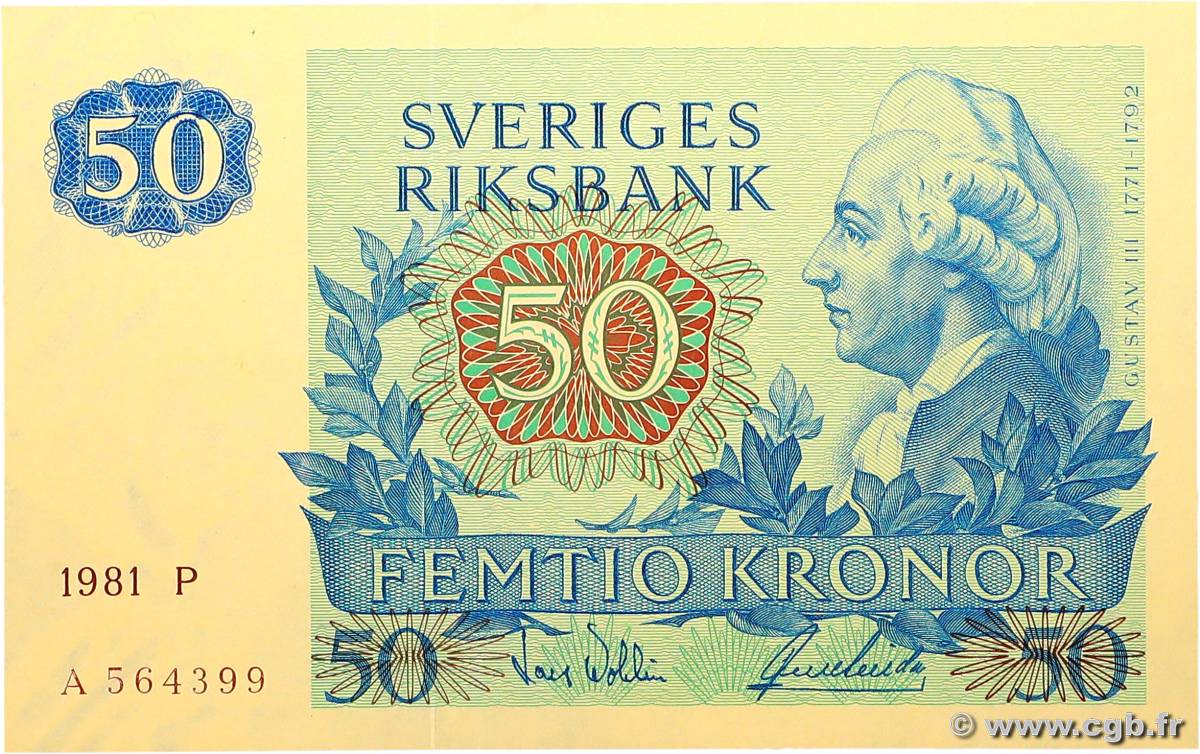 50 Kronor SUÈDE  1981 P.53c pr.NEUF