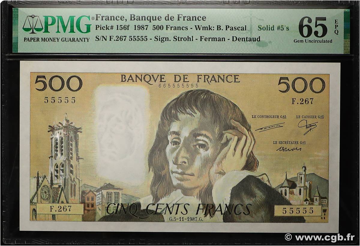 500 Francs PASCAL Numéro spécial FRANCE  1987 F.71.37a NEUF