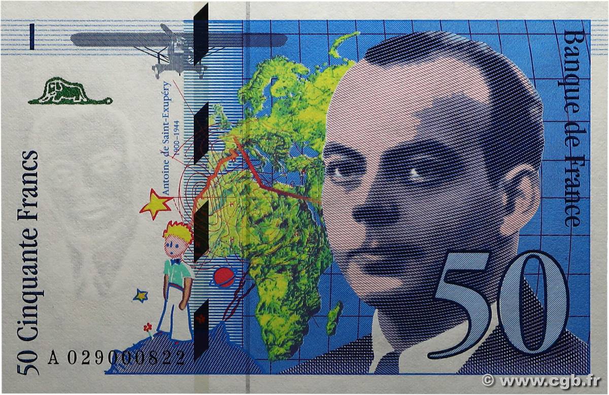 50 Francs SAINT-EXUPÉRY modifié Petit numéro FRANCE  1996 F.73.02A NEUF