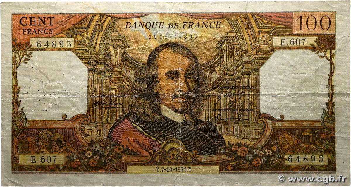 100 Francs CORNEILLE Faux FRANCE  1971 F.65.37x TB
