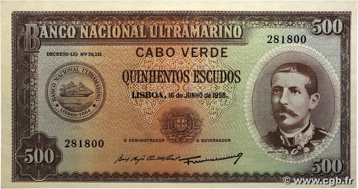 500 Escudos CAPO VERDE  1958 P.50a q.FDC