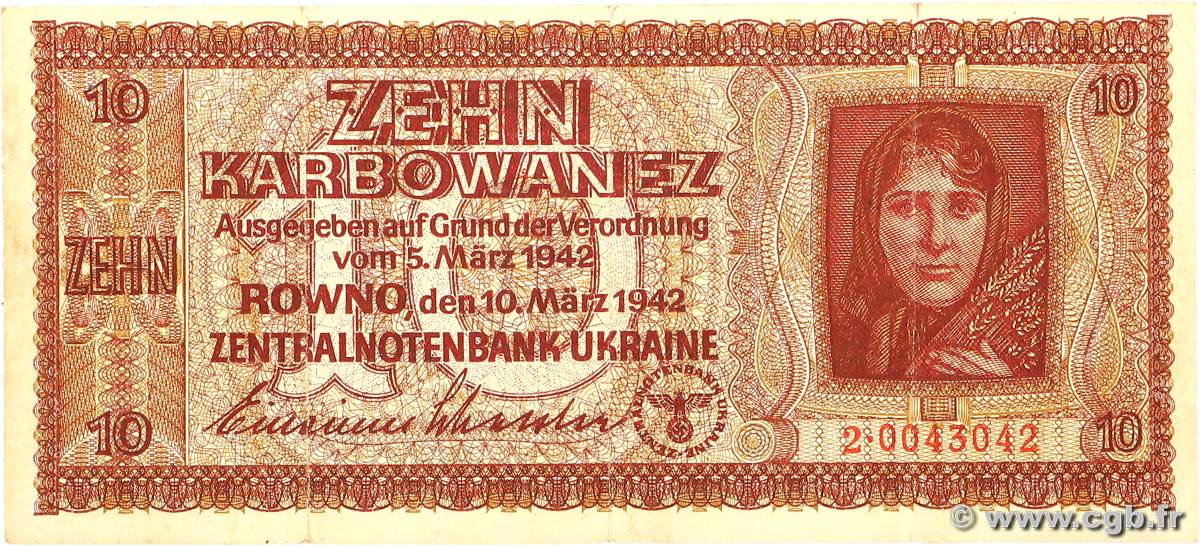 10 Karbowanez UKRAINE  1942 P.052 TB+