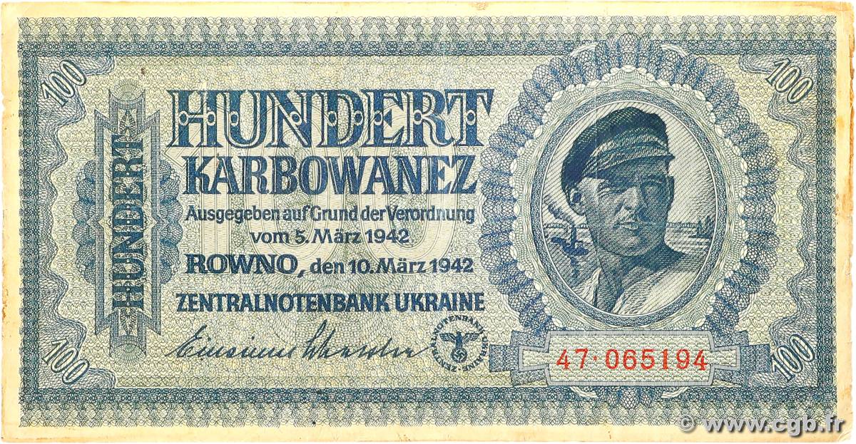 100 Karbowanez UKRAINE  1942 P.055 F