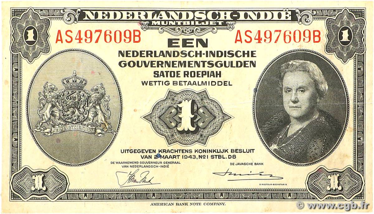 1 Gulden INDES NEERLANDAISES  1943 P.111a TTB