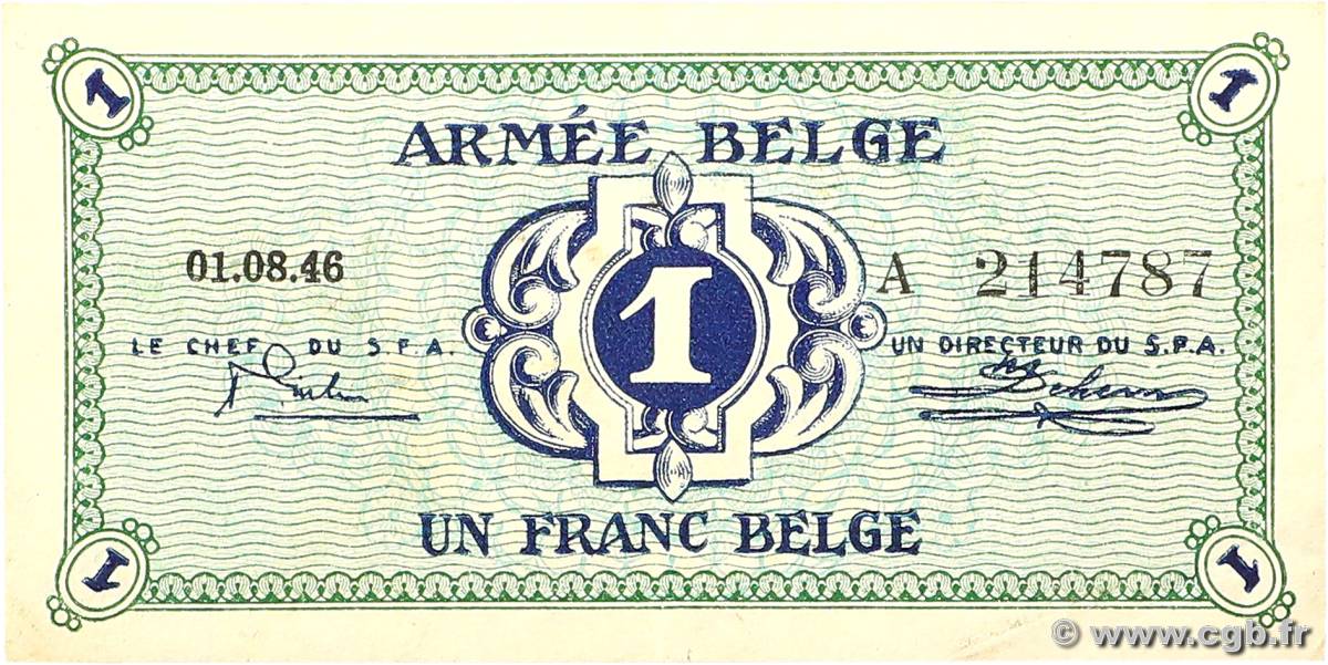 1 Franc BELGIQUE  1946 P.M1a TTB