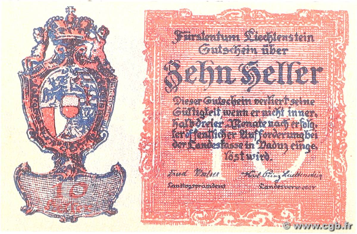 10 Heller LIECHTENSTEIN  1920 P.01 pr.NEUF