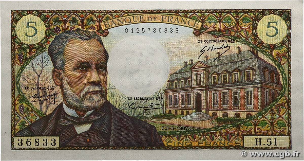 5 Francs PASTEUR FRANCE  1967 F.61.05 AU