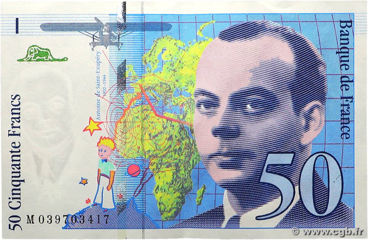 50 Francs SAINT-EXUPÉRY modifié FRANCIA  1997 F.73.04 EBC+