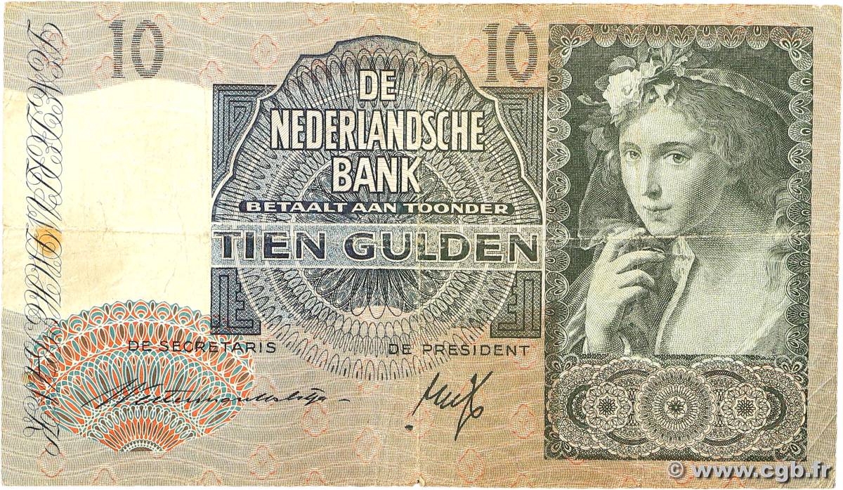 10 Gulden PAYS-BAS  1940 P.056a B+