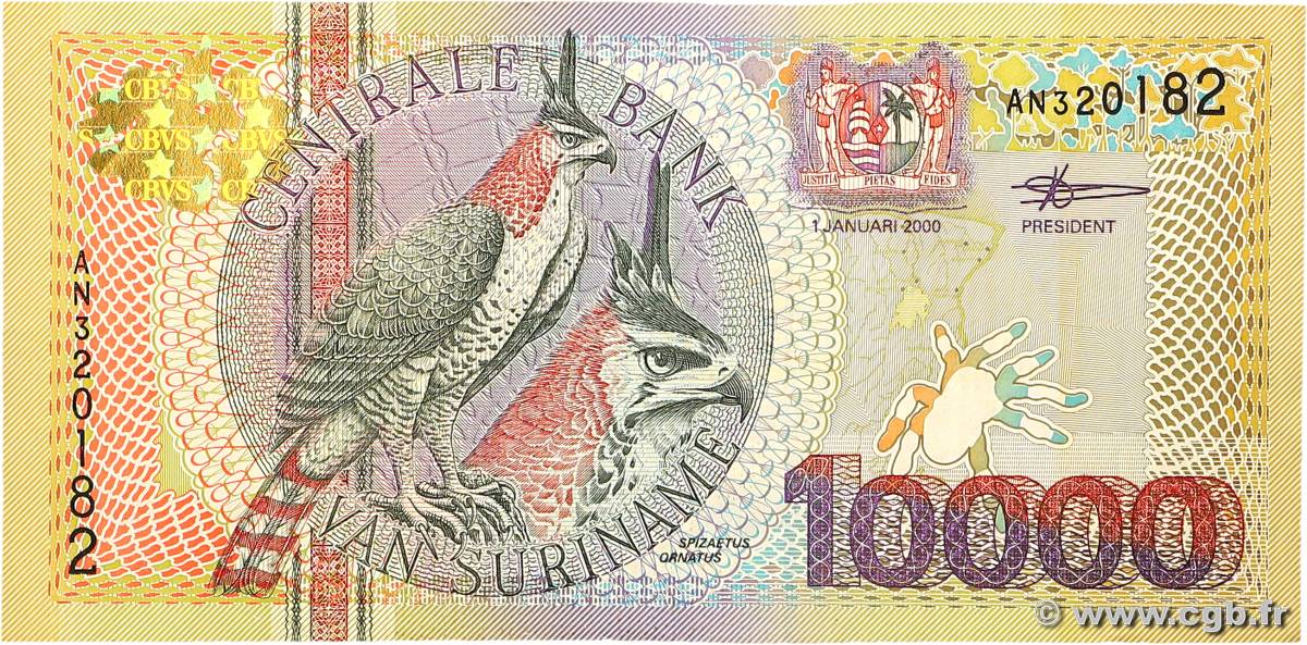 10000 Gulden SURINAM  2000 P.153 TTB