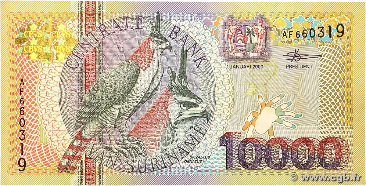 10000 Gulden SURINAM  2000 P.153 TTB