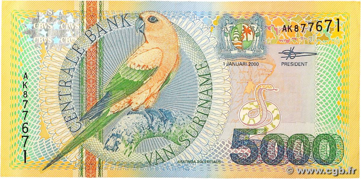 5000 Gulden SURINAM  2000 P.152 SS