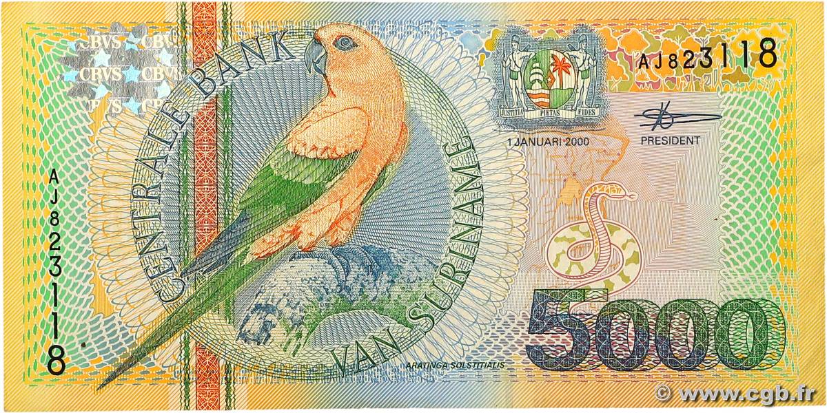 5000 Gulden SURINAM  2000 P.152 pr.TTB