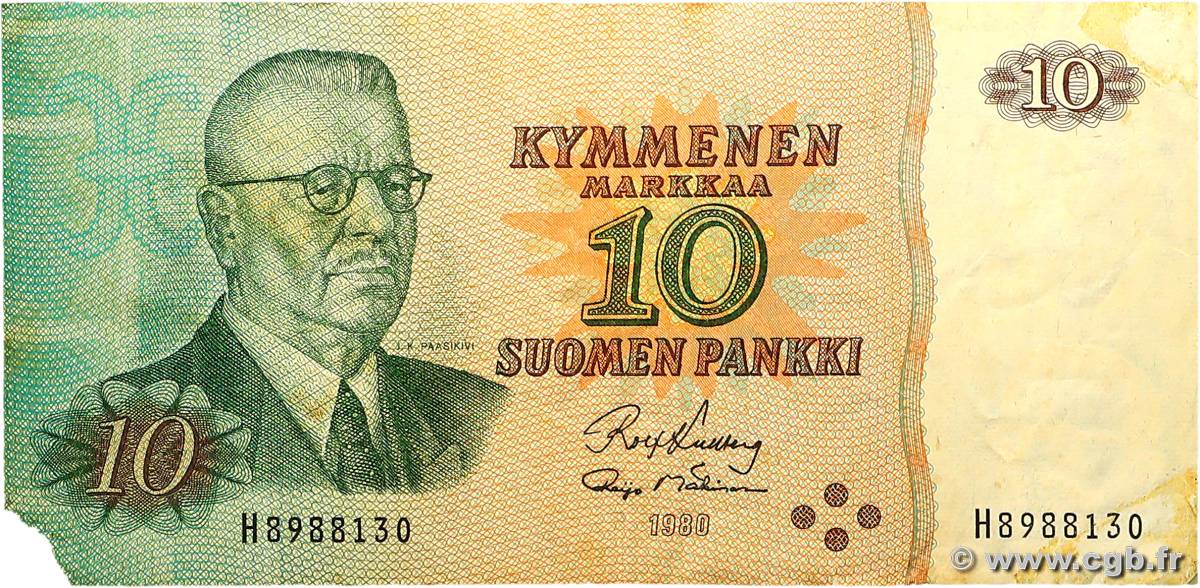10 Markkaa FINLANDIA  1980 P.111 BC