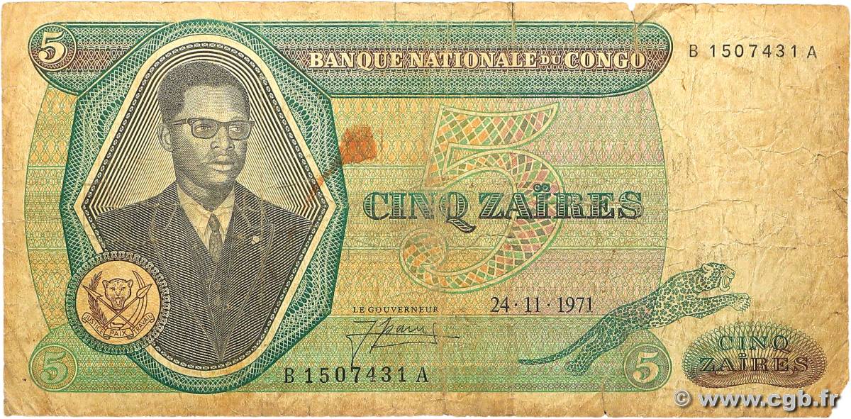 5 Zaïres CONGO, DEMOCRATIC REPUBLIC  1971 P.014a G