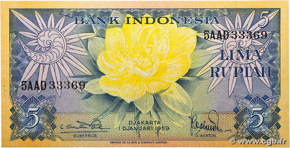 5 Rupiah INDONESIA  1959 P.065 UNC