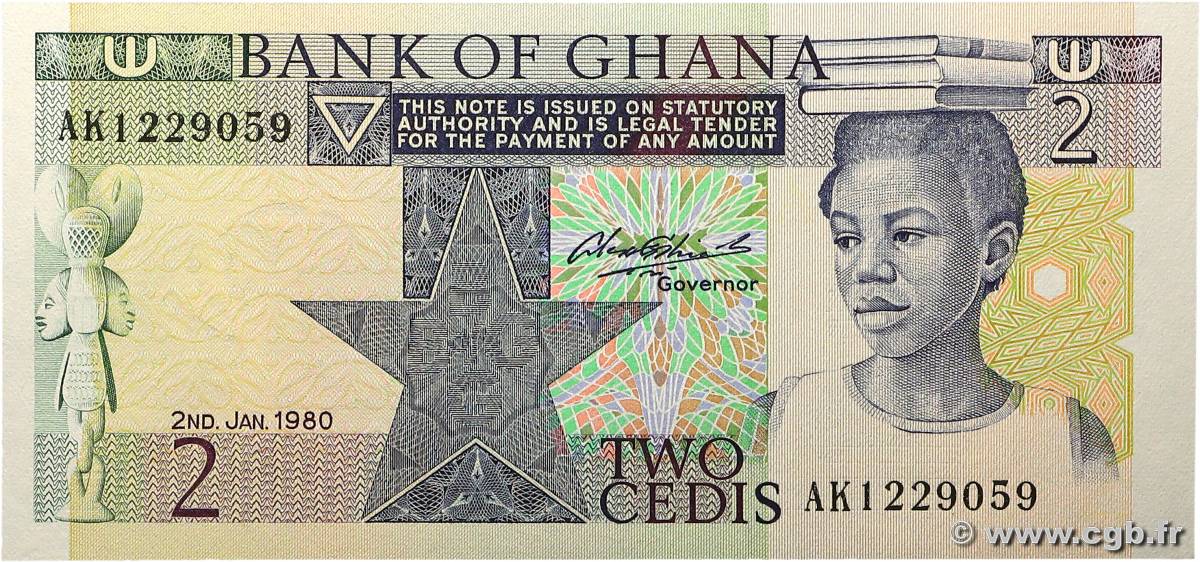 2 Cedis GHANA  1980 P.18b NEUF