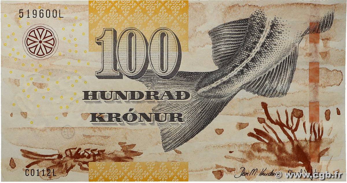 100 Kronur FAROE ISLANDS  2011 P.30 UNC