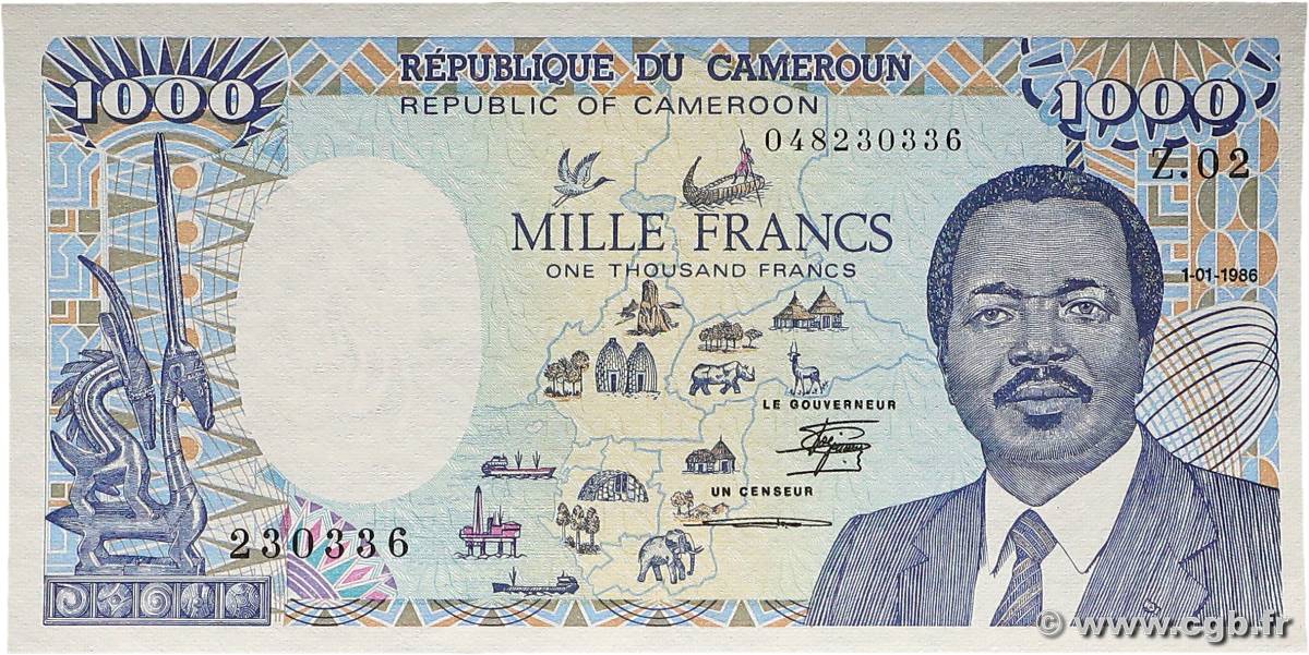 1000 Francs type 1985 modifié CAMEROON  1986 A.164a UNC-