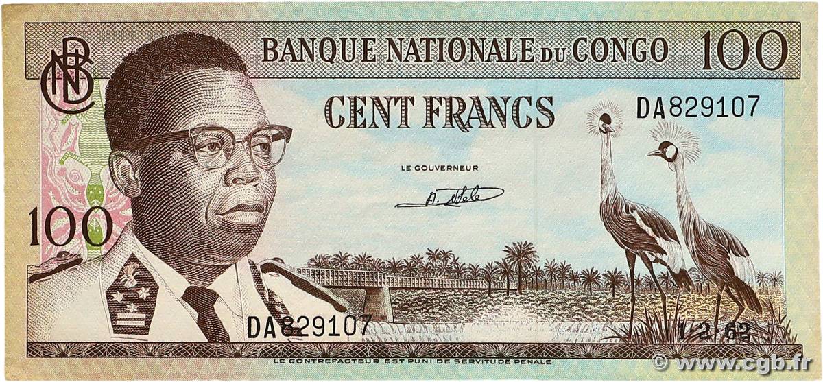 100 Francs RÉPUBLIQUE DÉMOCRATIQUE DU CONGO  1962 P.006a SUP