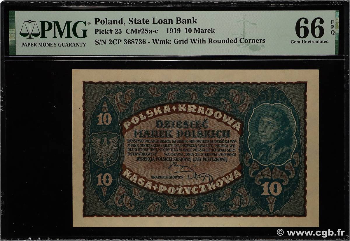 10 Marek POLOGNE  1919 P.025 NEUF