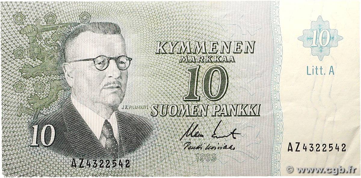 10 Markkaa FINNLAND  1963 P.104a VZ