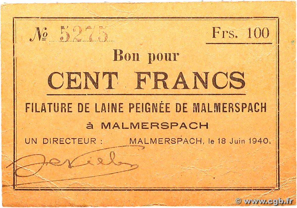 100 Francs FRANCE régionalisme et divers Malmerspach 1940 BU.45.05 TTB