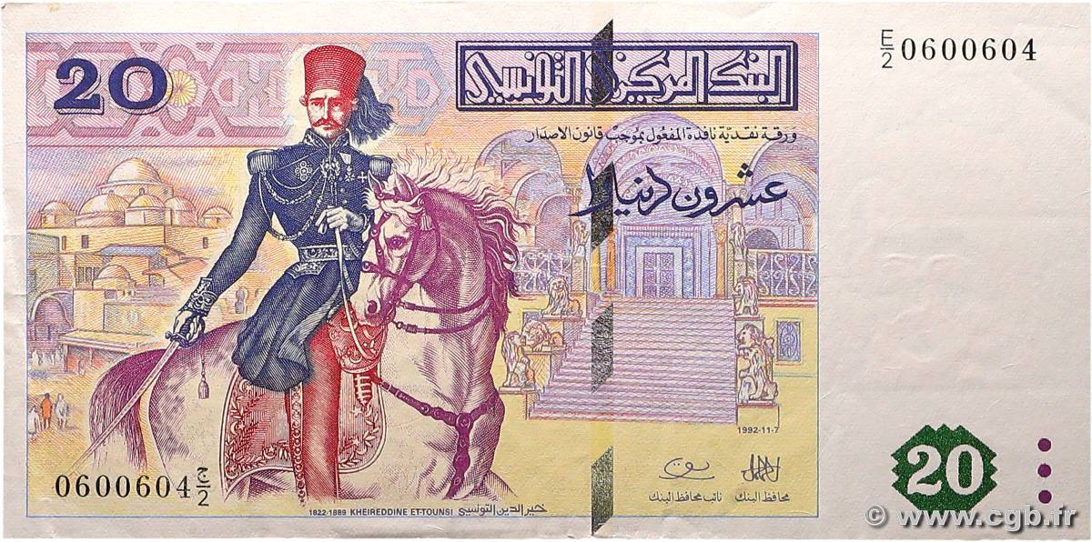 20 Dinars TUNISIE  1992 P.88 TTB+