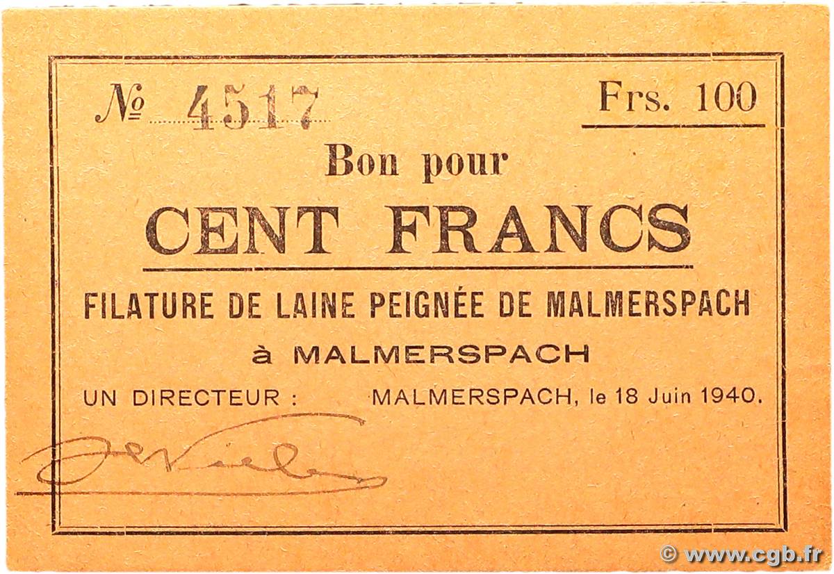 100 Francs FRANCE régionalisme et divers Malmerspach 1940 BU.45.05 SPL