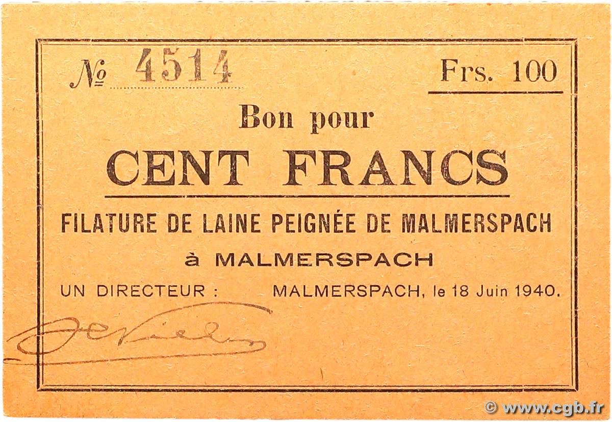 100 Francs FRANCE regionalism and various Malmerspach 1940 BU.45.05 AU