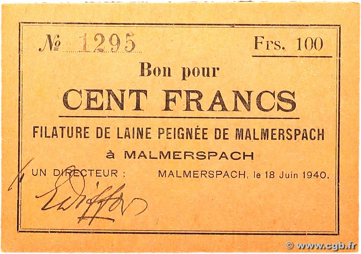 100 Francs FRANCE régionalisme et divers Malmerspach 1940 BU.45.02 SPL