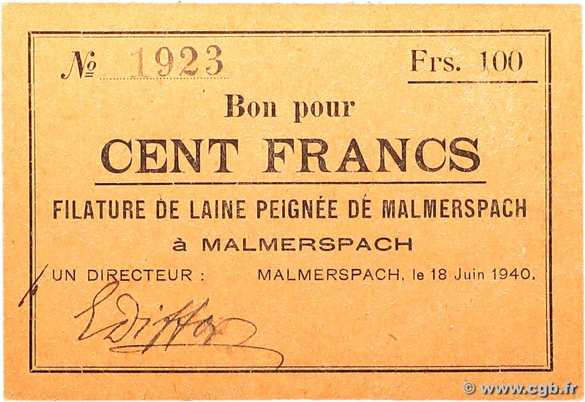 100 Francs FRANCE régionalisme et divers Malmerspach 1940 BU.45.02 SUP