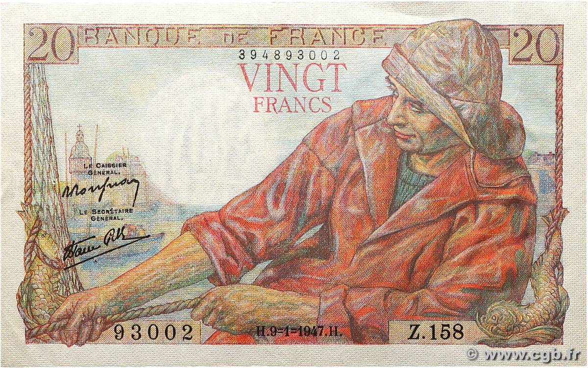 20 Francs PÊCHEUR FRANCE  1947 F.13.11 XF