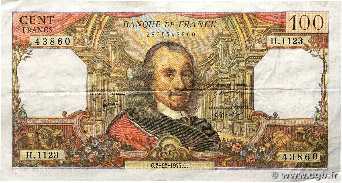 100 Francs CORNEILLE FRANCE  1977 F.65.60 TTB