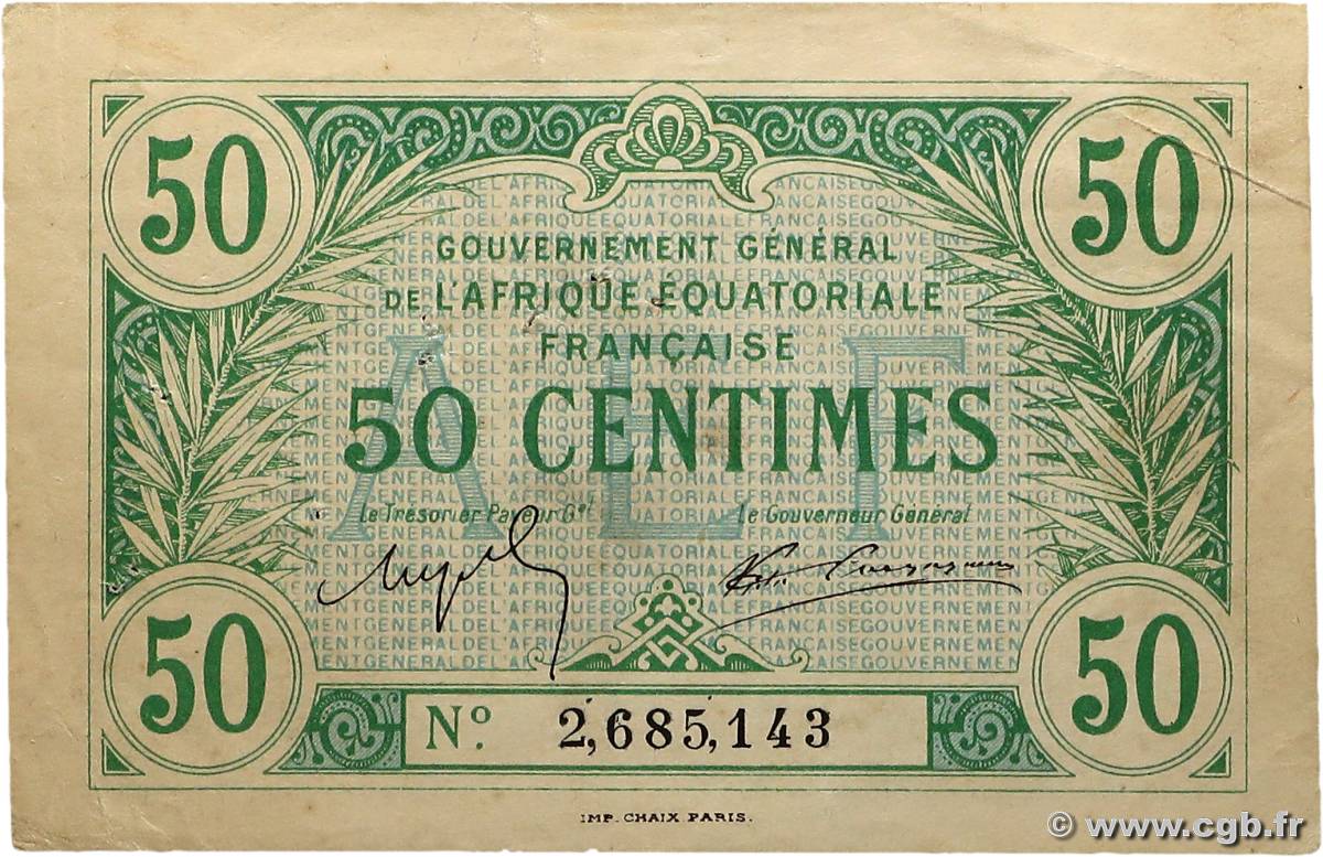 50 Centimes type 1917 AFRIQUE ÉQUATORIALE FRANÇAISE  1923 A.101d TTB