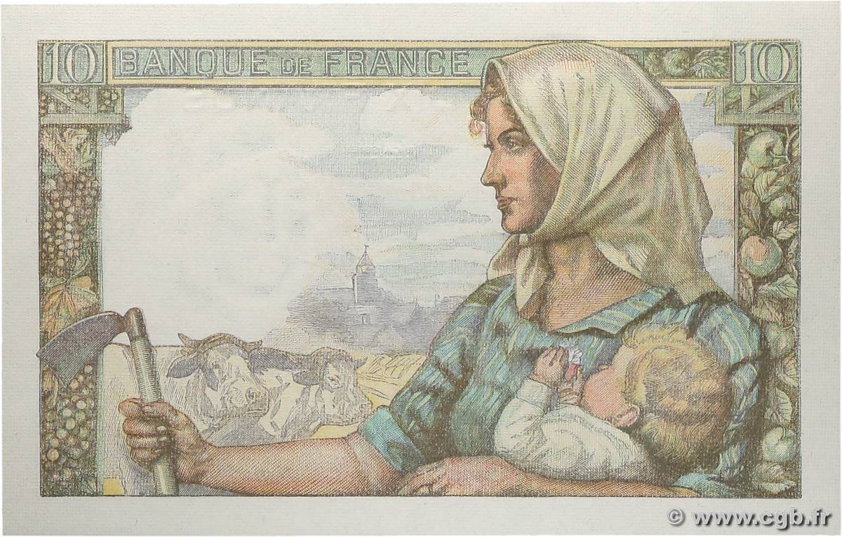 10 Francs MINEUR FRANCE 1943 F.08.08 544890 Banknotes