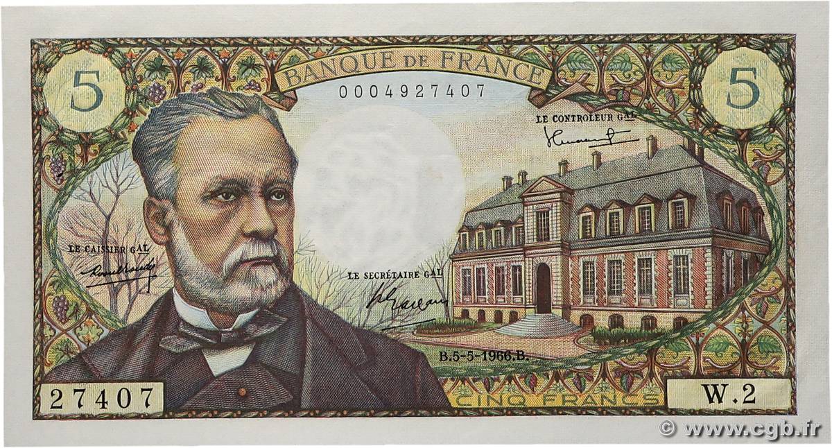 5 Francs PASTEUR FRANCE  1966 F.61.01 SUP+